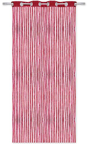 Arsvita Fadenvorhang Metallik-Optik mit Ösen, Türvorhang 140x250cm (Rot)