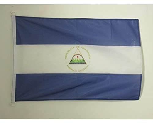 AZ FLAG Bandera Nautica de Nicaragua 45x30 cm - Pabellón de Conveniencia Nicaragüense 30 x 45 Cm, Bandera de Barco con anillas