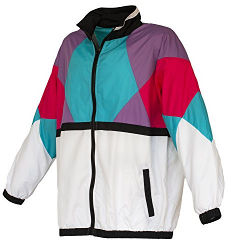 Funny Guy Mugs 80er & 90er Jahre Unisex Retro Windbreaker – fällt groß aus für eine weite Passform, puder, L