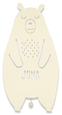 hellomini Personalisierbares LED-Nachtlicht mit Name für Kinder & Babys | Holz-Wandlampe | Schlummerlicht mit Motivwahl – Geschenk zur Geburt & Taufe (Bär)