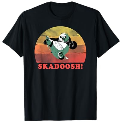 Kung Fu Panda Skadoosh! Retro Circle Portrait T-Shirt - Herren - Schwarz - S - Unisex-Jugendliche - Kurzarm - Klassische Passform - Lizenziertes Kung Fu Panda Grafikdesign