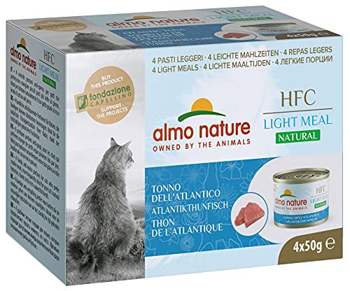 Almo Nature HFC Natural Light Meal Katzenfutter für ausgewachsene Katzen - Atlantikthunfisch 50 g x 4 stück, 200 g