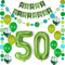 Grün 50. Geburtstag Dekoration für Frauen und Männer - Tortendeko, Party Deko Set für 50 Jahre Jubiläum