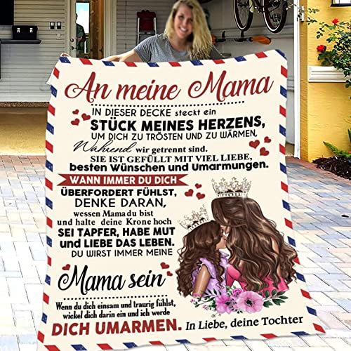 ACCZ Kuscheldecke Flauschige Personalisierte Decke Geschenke An Meine Mama, Tochter für Mutter Luftpost Positiv Ermutigen Decke(deutsch), Super Weiche Decke Flanell, 150 * 220 cm