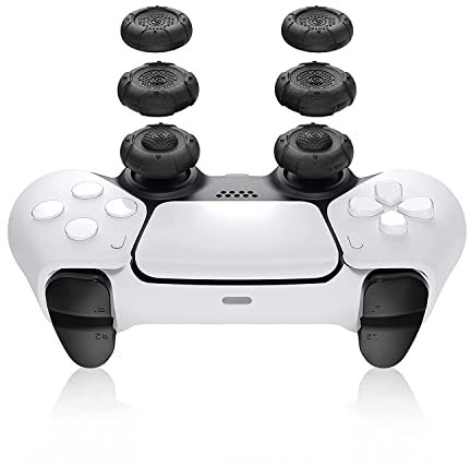 GeekShare Thumb Grip Caps für PS5 Controller, PS4, Nintendo Switch Pro Controller, Silikon, Schwarz
