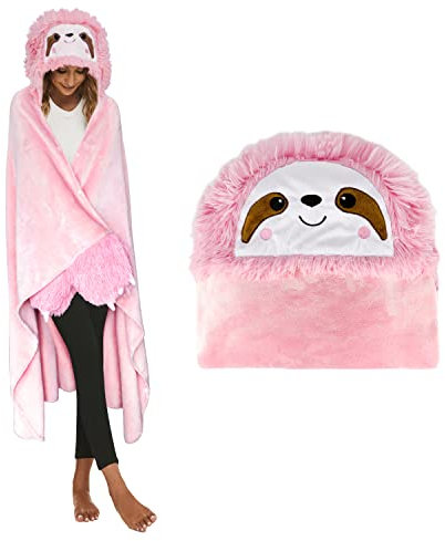 Shoppawhile Faultier Geschenk für Frauen Tragbare Decke mit Ärmeln 150 * 130cm Lustige Sloth Kuscheldecke Flauschig