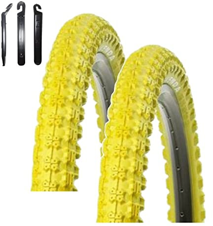 2 x Kenda 20 Fahrradreifen K-50 BMX Decke in gelb 57-406 - (20 x 2.125) inkl. 3 Reifenheber
