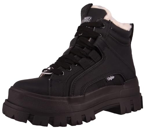 Buffalo Damen Stiefel Schuhe Schnürschuh Stiefeletten Aspha NC MID Warm, Farbe:Schwarz, Schuhgröße:EUR 40, Artikel:-Black