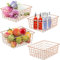 LOSYHU 4 Pack Wire Baskets for Pantry Metal Wire Freezer Organizer Bins with Handles, Metal Basket Rose Gold Wire Baskets for Storage Organizing Office, Kitchen Cabinets, Bathroom, Countertop