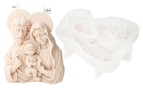 Xidmold Heilige Familie Silikonform Kerzenform Maria Josef mit Jesus Kerzengießform Silikon Form für Sojawachs Kerzen, Religiöse Figur, Handwerk Ornamente