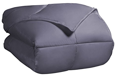 Superior Classic All-Season Reversible Comforter, Comfy, Fluffy, Cozy, Lightweight, Decorative, Duvet Insert, Plush, Oversized Bedding Essential, Box Quilt Design, 4 Corner Loops, Twin XL, Silver