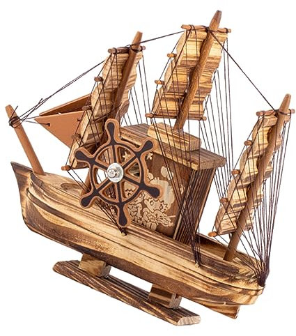 Garneck Hölzernes Segelboot Spielzeug in Einer Flasche Segelschiff Modell Küstentischdekoration Piratenboot Herzstück Küstenbootverzierung Holz Kind Das Mittelmeer Piratenschiff