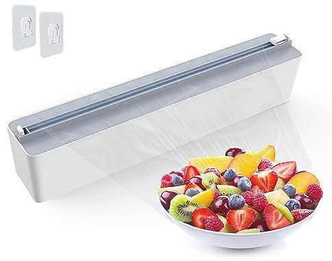 Folienspender aus Kunststoff mit Schiebeschneider, wiederverwendbare Aluminium-Blechfolie und Frischhaltefolie, Organizer mit magnetischem Boden, verstellbare, nachfüllbare Schubladen, Spender,