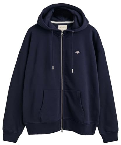 GANT Damen Shield Zip Hoodie Kapuzenpullover, Evening Blue, M EU