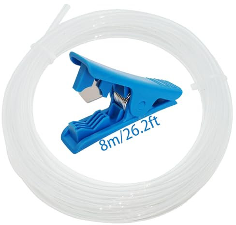 Teflonschlauch Transparenter, CESFONJER Extruder-Zufuhrrohr (8 m, 2 mm Innendurchmesser x 4 mm Außendurchmesser) + blauer PTFE-Schlauchschneider für 1,75 Filament Creality Ender 3/Pro Ender 5