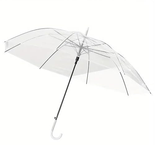 Best House Transparent Umbrella Windproof Rainproof Travel Folding, Clear Umbrella J Hook Handle Outdoor Umbrellas for Men Women (Pack of 1)