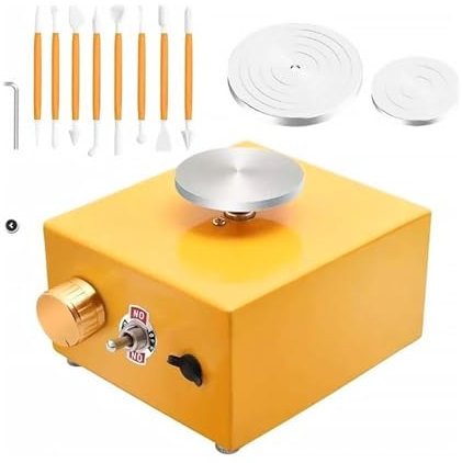 Machine de poterie de roue de poterie de mini platines, roue de poterie électrique bricola artisanat roue de potier outils en céique outils d'argile avec plateau Facile à utiliser pour les débutants e