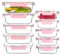 HAKEEMI 10 Pack Glass Food Storage Containers with Airtight Lids, Ideal for Meal Prep, Lunches - Microwave and Dishwasher Safe, Pink