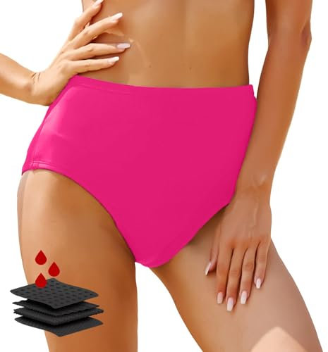 Perioden Bikinihosen für Damen Perioden Bademode zum Schwimmen Basic Slip Bikinihose Period Swimwear Bikini Perioden Badebekleidung Auslaufsichere Menstruationsunterwäsche für Mädchen Frauen