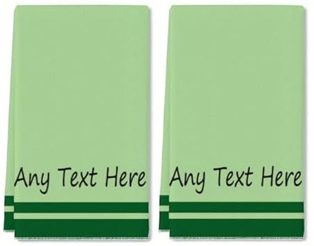 Horienteeon Küchenhandtuch, grün, 2er-Set, gestalten Sie Ihren eigenen Text auf einer Seite, individuelle Familien-Nachnamen-Handtücher, personalisierbare Geschenke, personalisierte