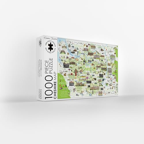 Cheshire Map 1000 Piece Jigsaw Puzzle; Emma Joustra art Collection; Eco-Friendly, Gift for Adults & Families