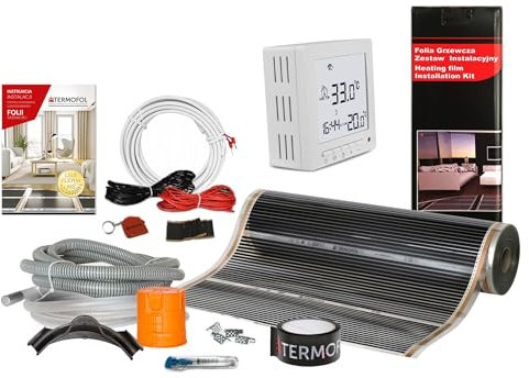 Termofol Elektrische Fußbodenheizung Heizfolie 230V mit Thermostat H2 - Leistung 80 W/m2 - Oberfläche 24m² - Fussbodenheizung Elektrisch Komplettset fur Fußboden Wand oder Deckenheizung