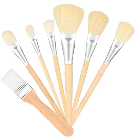 Rurunklee Watercolour Mop Brush, Makemop Acrylic Paint Brush | 7 Mop Brushes for Acrylic Painting - Gilding Brush Set, Fan Brush for Acrylic Painting