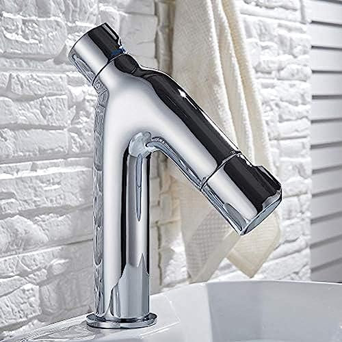 robinet de salle de bain,Robinets de lavabo thermostatiques Robinet mitigeur chaud et froid de salle de bains Robinet de lavabo chromé Robinets de grue d'évier monotrou, Robinet de lavabo de