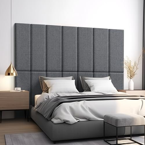 [neu.haus] Wandkissen Carpino 2er Set 90 x 30 cm Wandpolster Textil Dunkelgrau Wandpaneele gepolstert Kopfteil für Bett Polsterpaneel zum Kleben