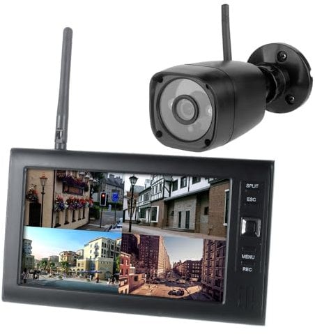 Andoer Wireless Security Camera DVR System with 720P Camera and 7 Inch LCD Monitor Manual/Loop Video Recording Photo Night Vision 30M Transmission Range for Home Office Warehouse Shopping Mall