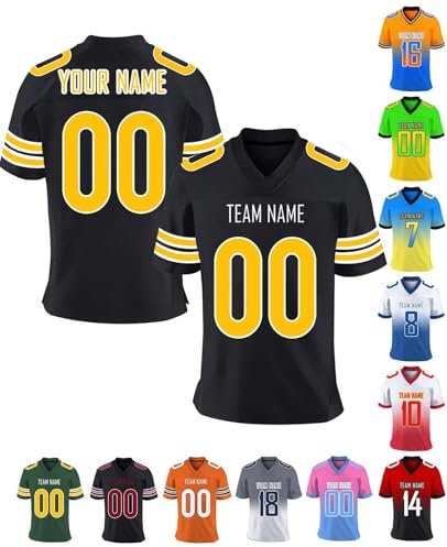 American Football Trikot Personalisiert Trikot mit Namen Logo Herren Sporthemden Personalisierte Schnelltrocknend Atmungsaktiv T-Shirt für Dammen Kinder Jungen, S-7XL, A22