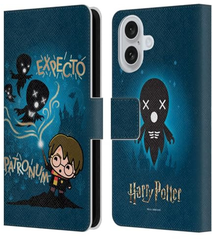 Head Case Designs Officially Licensed Harry Potter Expecto Patronum Deathly Hallows III Leather Wallet Case Compatible With Apple iPhone 16