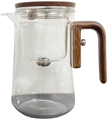 Théière En Verre De Séparation D'eau Avec Manche En Bois, Théière Magique, Théière En Verre Avec Infuseur, Théière En Verre Avec Passoire, Théière Transparente, Théière De Séparation D'eau De Thé