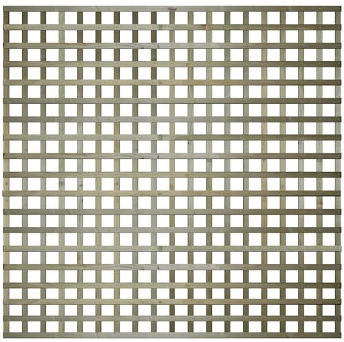 6x6ft (W: 6ft x H: 6ft) Premier Flat Frameless Rough-Sawn Square Trellis Pressure-Treated Garden Panel with 60-70mm Privacy Squares Fence Topper/Wall Art Width 1828mm x Height: 1800mm