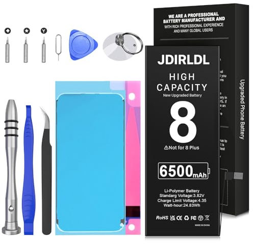 [6500mAh] Battery for iPhone 8, New Upgrade Ultra High Capacity 0 Cycle Battery Replacement Compatible with iPhone 8 A1863, A1905, A1906 with Complete Repair Tool Kit and Instructions