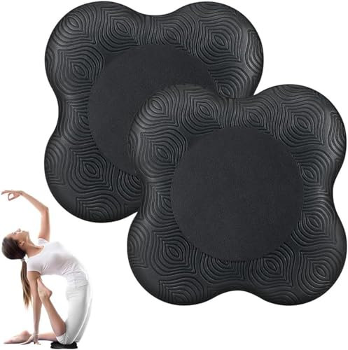 2 Stücke Kniekissen Yoga, yoga zubehör,rutschfest Knieschoner Matte Set Verschleißfesteschützt die Knie, Hände, Handgelenke und Ellbogen,Schwarz