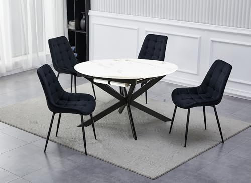 DecoInParis Table à Manger Ronde Extensible Blanc Koby