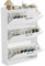 FiveWillowise Shoe Storage Cabinet 120x80x24cm, with 3 Flip Louvered Doors, Narrow Shoe Storage in Wooden For Hallway, Entreway, Living Room (White)