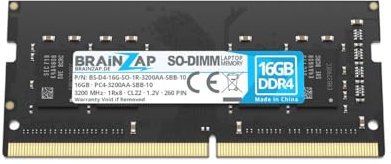 BRAINZAP 16GB DDR4 RAM SO-DIMM PC4-3200AA-SBB-10 1Rx8 3200MHz 1.2V CL22 Notebook Memoria RAM sin búfer Non-ECC