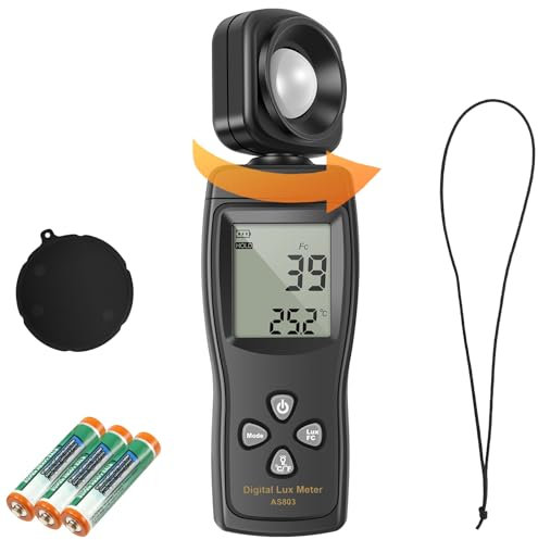 Digital Luxmeter 0-200,000 lux Photometer Lichtmesser mit LCD Display 180° Drehbarem Digitaler Belichtungsmesser für Zuhause Büro Fabrik Labor