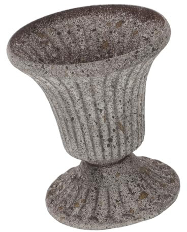 DECOMELODY Vase Funéraire Artistique pour Cimetière, Porte-Fleurs Funéraire en Fer Gris Vintage, Taille Moyenne, Pot Solide pour Fleurs Commémoratives Extérieur Et Intérieur