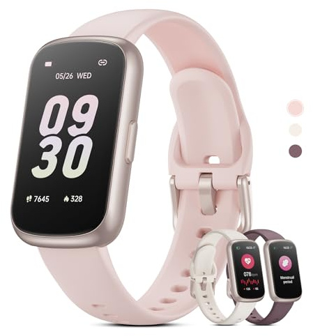 TIFOZEN Montre Connectée Femme Homme Petit, 1,47'' Bracelet Connecté avec Fréquence Cardiaque, SpO2, Suivi Sommeil, Montre Podometre, Etanche 3ATM Smartwatch pour Android iOS, Or Rose Mat/Rose