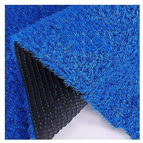 Tapis de couloir en gazon artificiel bleu pour intérieur et extérieur, épaisseur de 3 cm, avec trous de drainage, idéal pour les aires de jeux, les arrière-cours et les grands espaces, taill