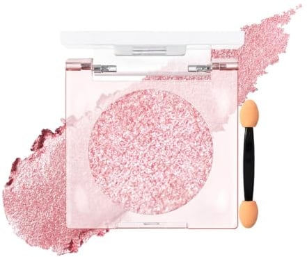 Prreal Glitter Eyeshadow, Shimmering Diamond Eyeshadow Palette | with Brush Applicator, Waterproof Eye Shadows Powder Highlighter Face Makeup Palette#03 Pink