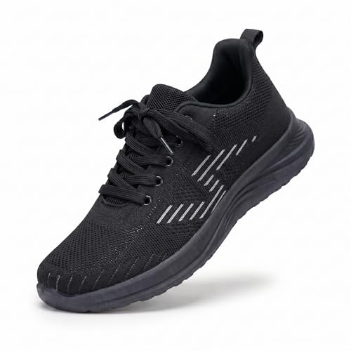 CLEIKES Scarpe Sportive Uomo Scarpe Walking Outdoor Ginnastica Corsa Leggere Scarpe da Corsa Uomo Traspiranti per Pendolarismo e Viaggio (Nero, 43 EU, MFK260146-1)