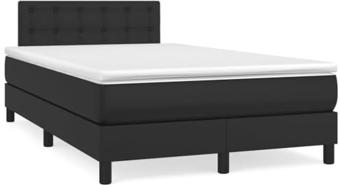 Mhdvray Boxspringbett Schwarz 120x200 cm Kunstleder mit Taschenfederkernmatratze + Topper Komplettset Modernes Design Langlebig & Bequem für Schlafzimmer Gästezimmer Jugendzimmer