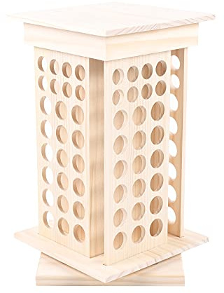 Queeucaer Globuli Aufbewahrung Therische öLe MöBel FüR Nagelstudios Ätherisches Öl Halter, Kiefernholz, 360° Drehbar, 104 Löcher, Modern, Freistehend, 24x24x40 cm, für Schlafzimmer und Studios