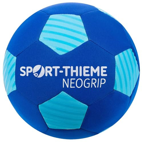 Sport-Thieme Neopren Beachsoccer-Ball | Indoor u. Outdoor | Wasserabweisender Strand-Fußball u. Funball | Max. Griffigkeit u. Ballkontrolle | Blau | Ø 22 cm | 300 g | Nadelventil, Ballblase