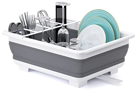 THANSTAR Égouttoir à vaisselle pliable, portable, organisateur pour cuisine, camping-car, caravane, remorque de voyage, gain de place