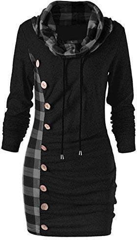 Higlles Beste Freunde Pullover Damen Pullover Sweatshirt Herbst Winter Langarm für Frauen Mit Motiv Mode Plaid Schal Kragen Knöpfe Dekoration Patchwork Freizeitkleid